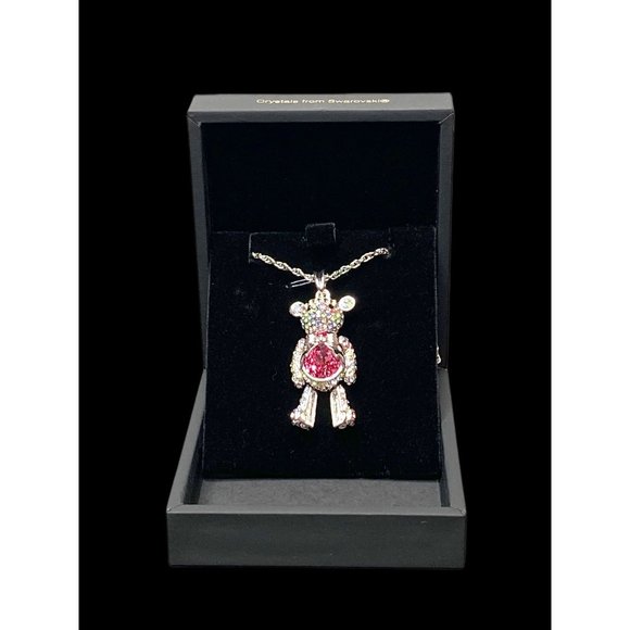 Movable Teddy Bear Necklace w/Swarovski Crystals - Picture 4 of 5
